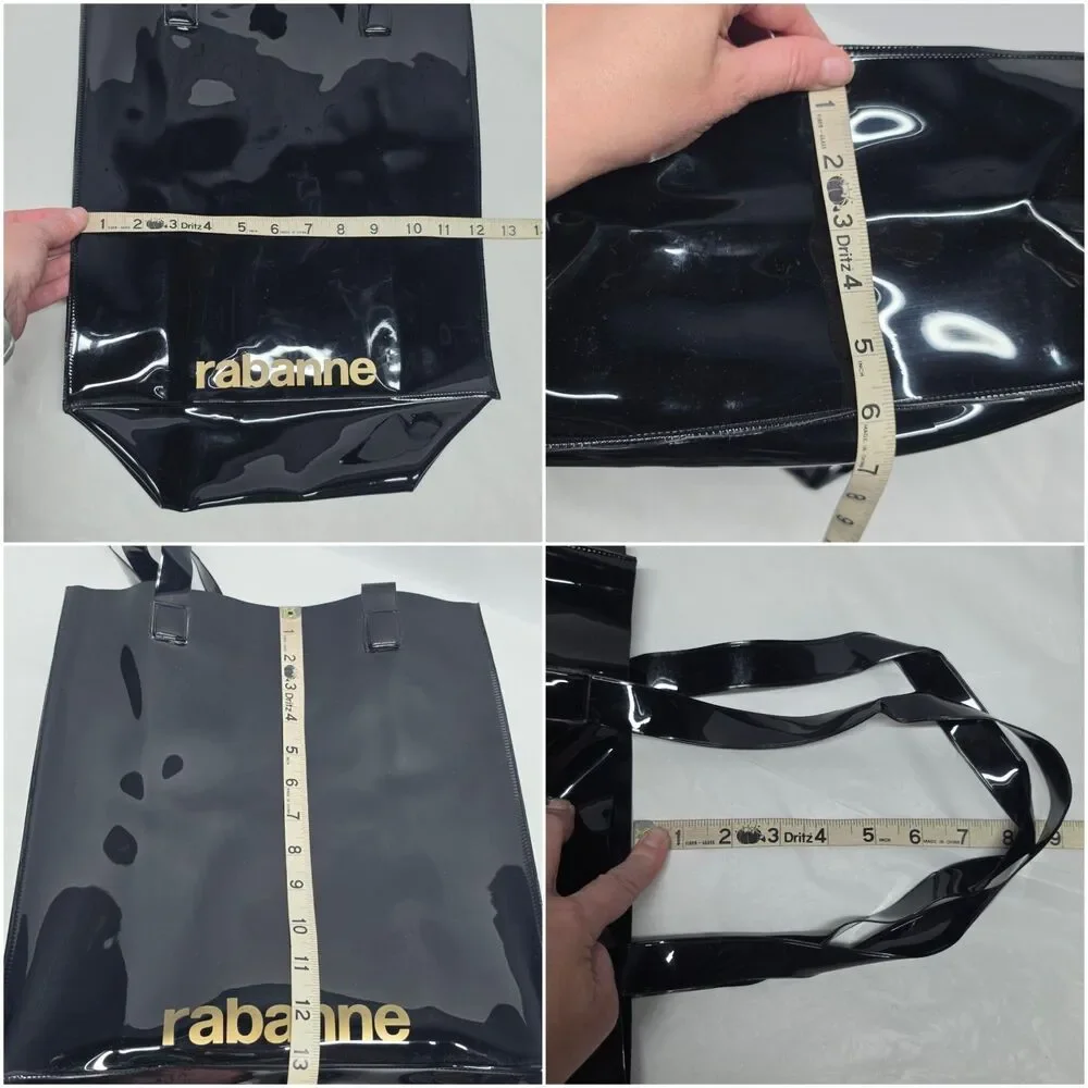 Paco Rabanne Black PVC Vynil Shopper Tote Bag